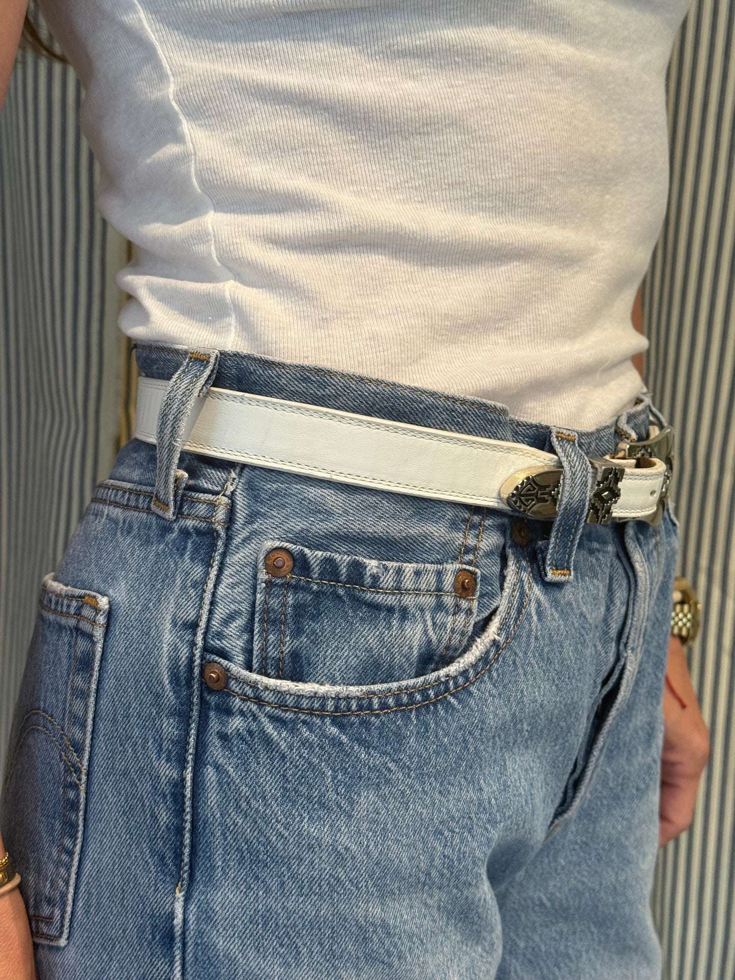 White Belt with Silver Buckle