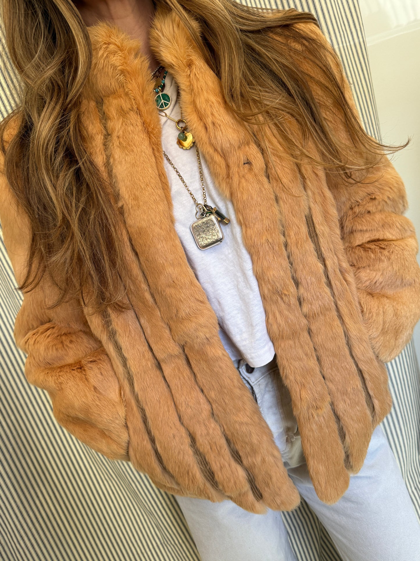 Vintage Caramel Rabbit Fur Coat