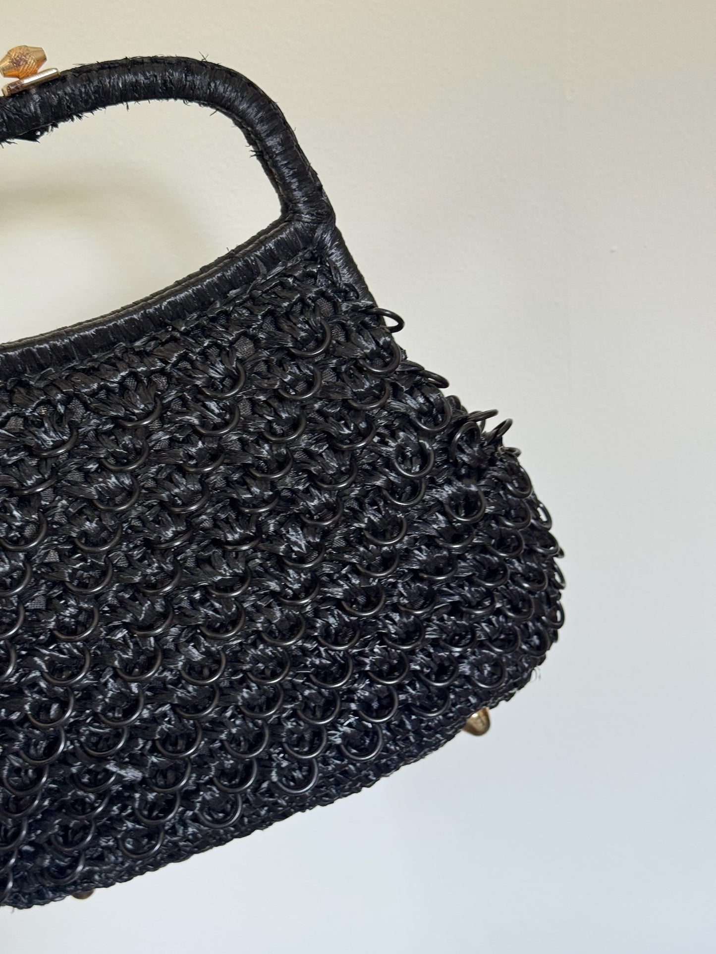 Macrame Woven Top Handle Bag