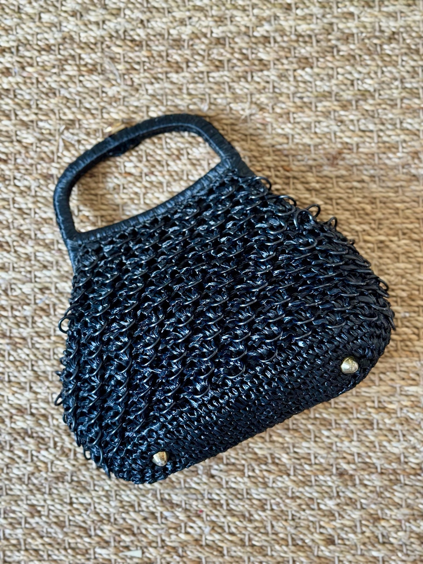 Macrame Woven Top Handle Bag