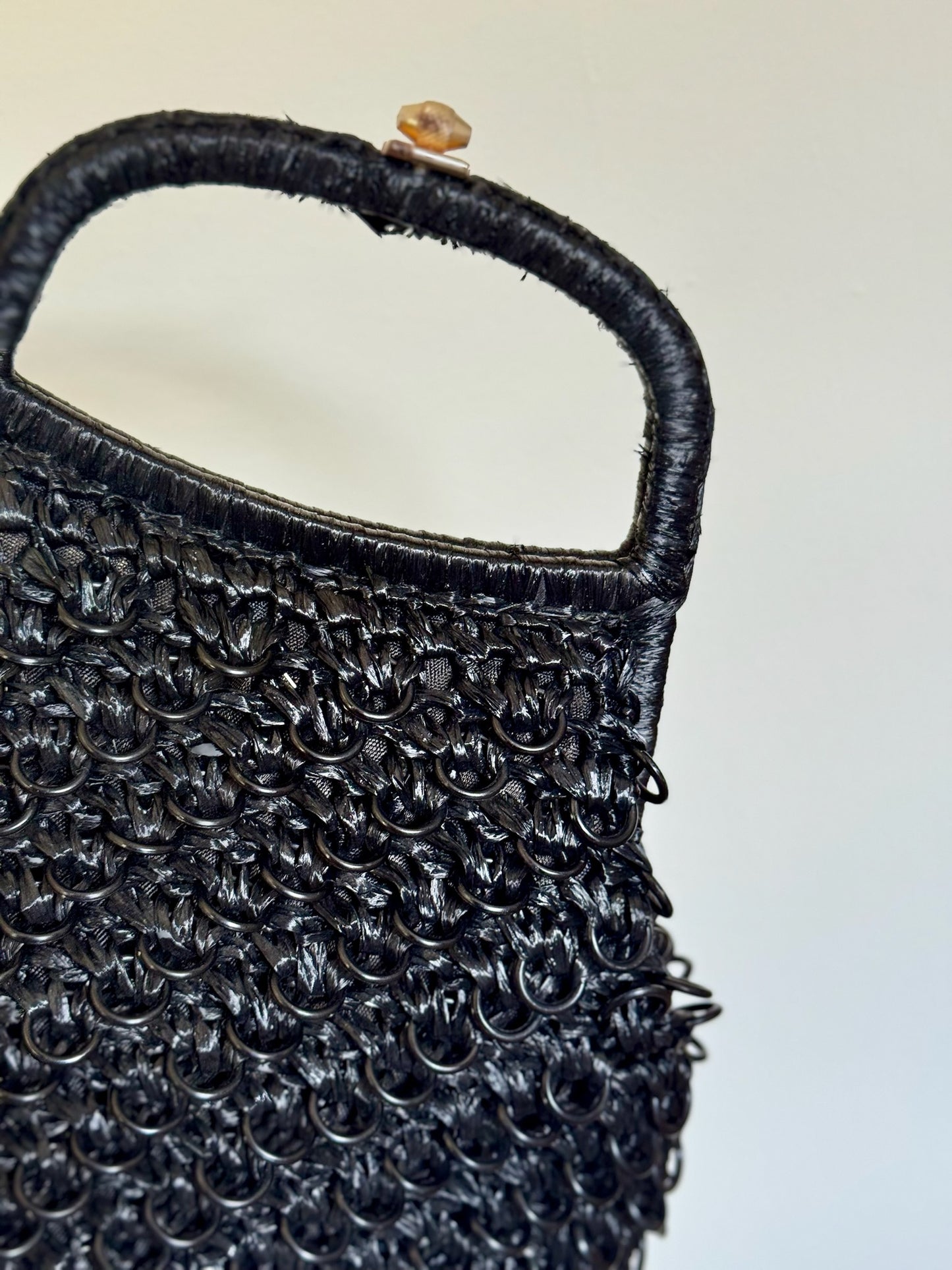 Macrame Woven Top Handle Bag