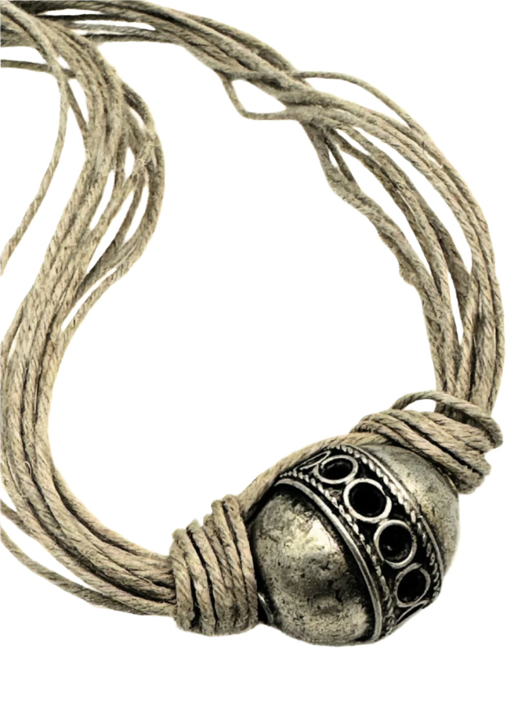 Vintage Handmade Jute Cord with Sterling Silver Egg