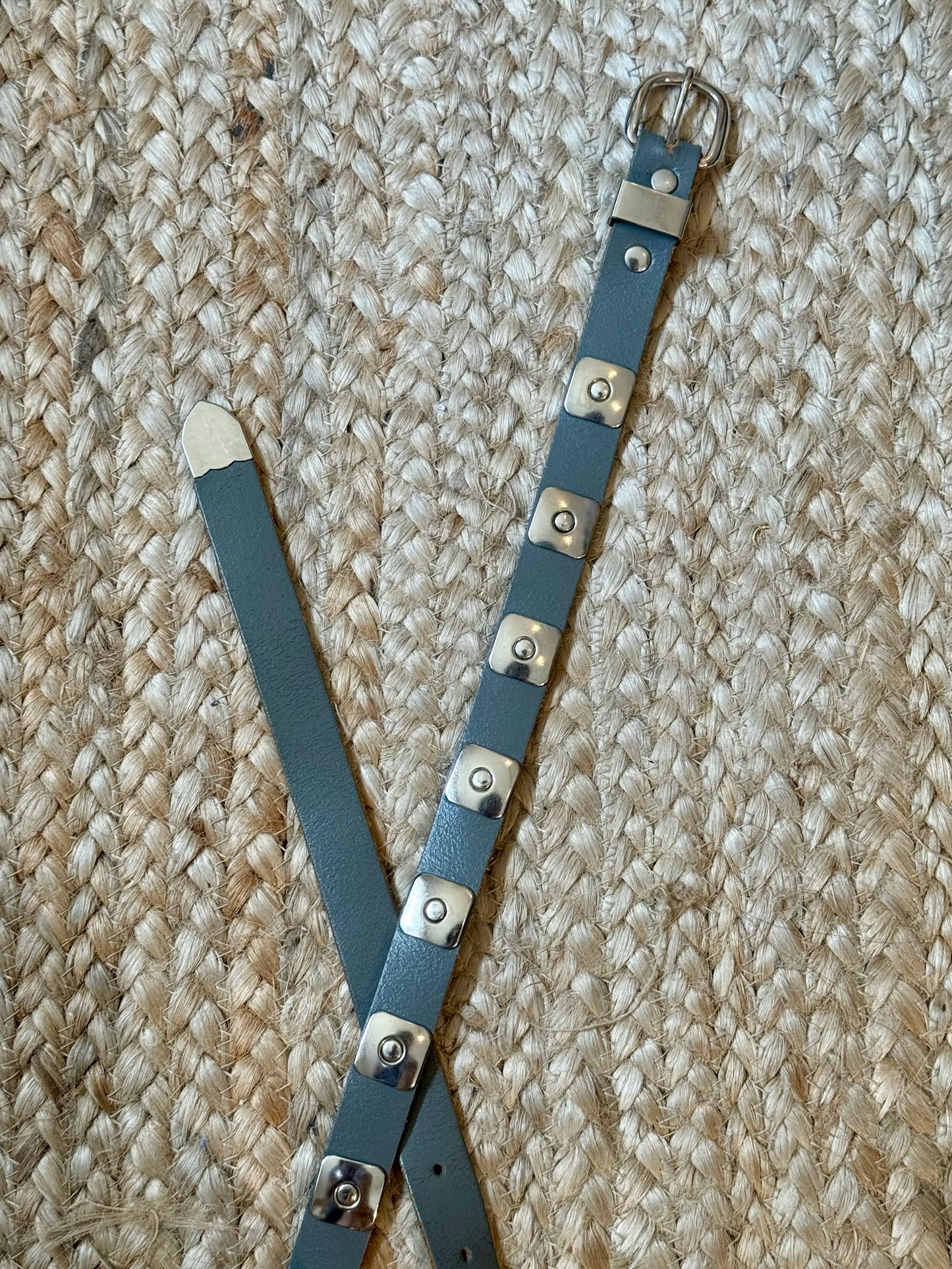 Gray Leather Belt