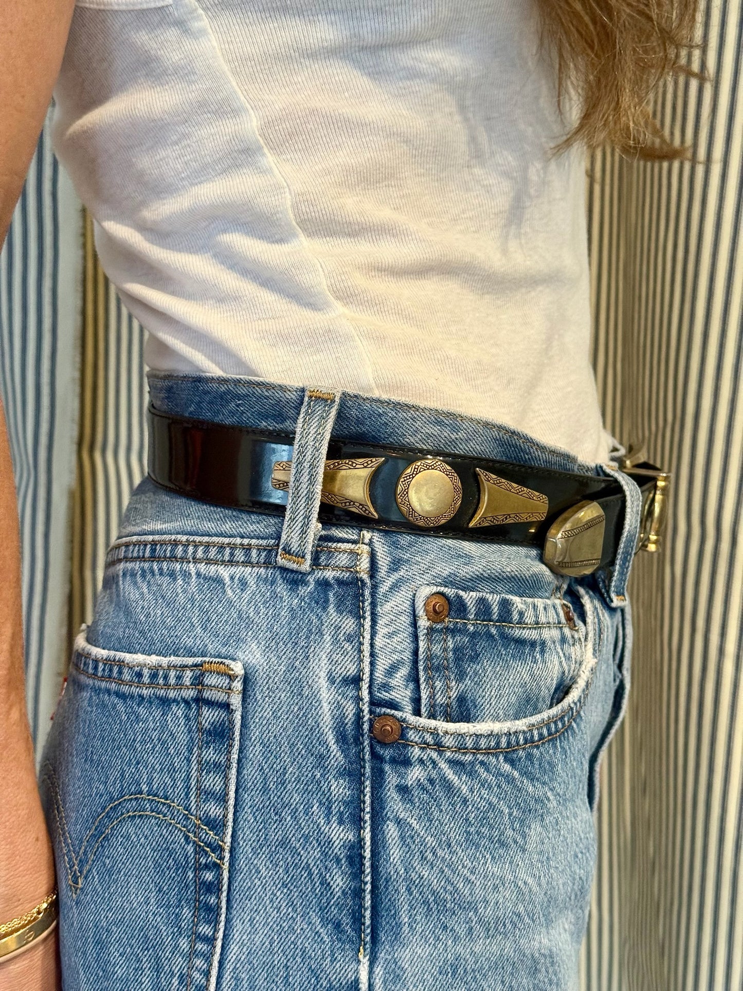Black leather belt