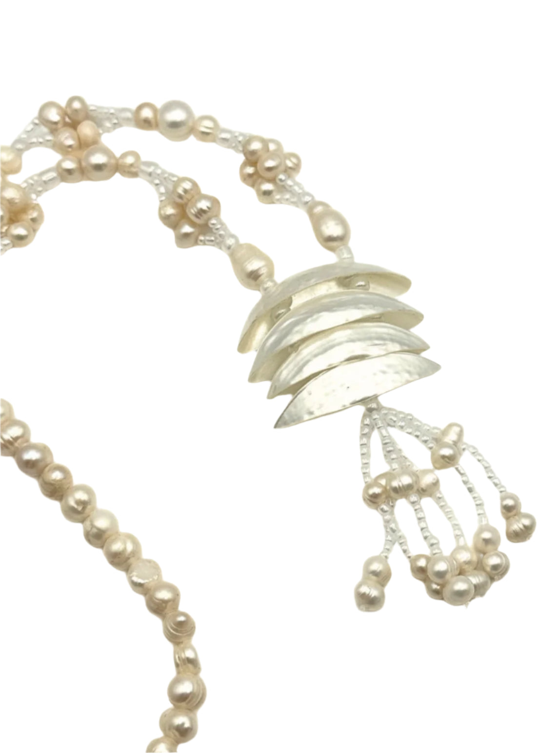 Baroque White Glass Beaded Necklace