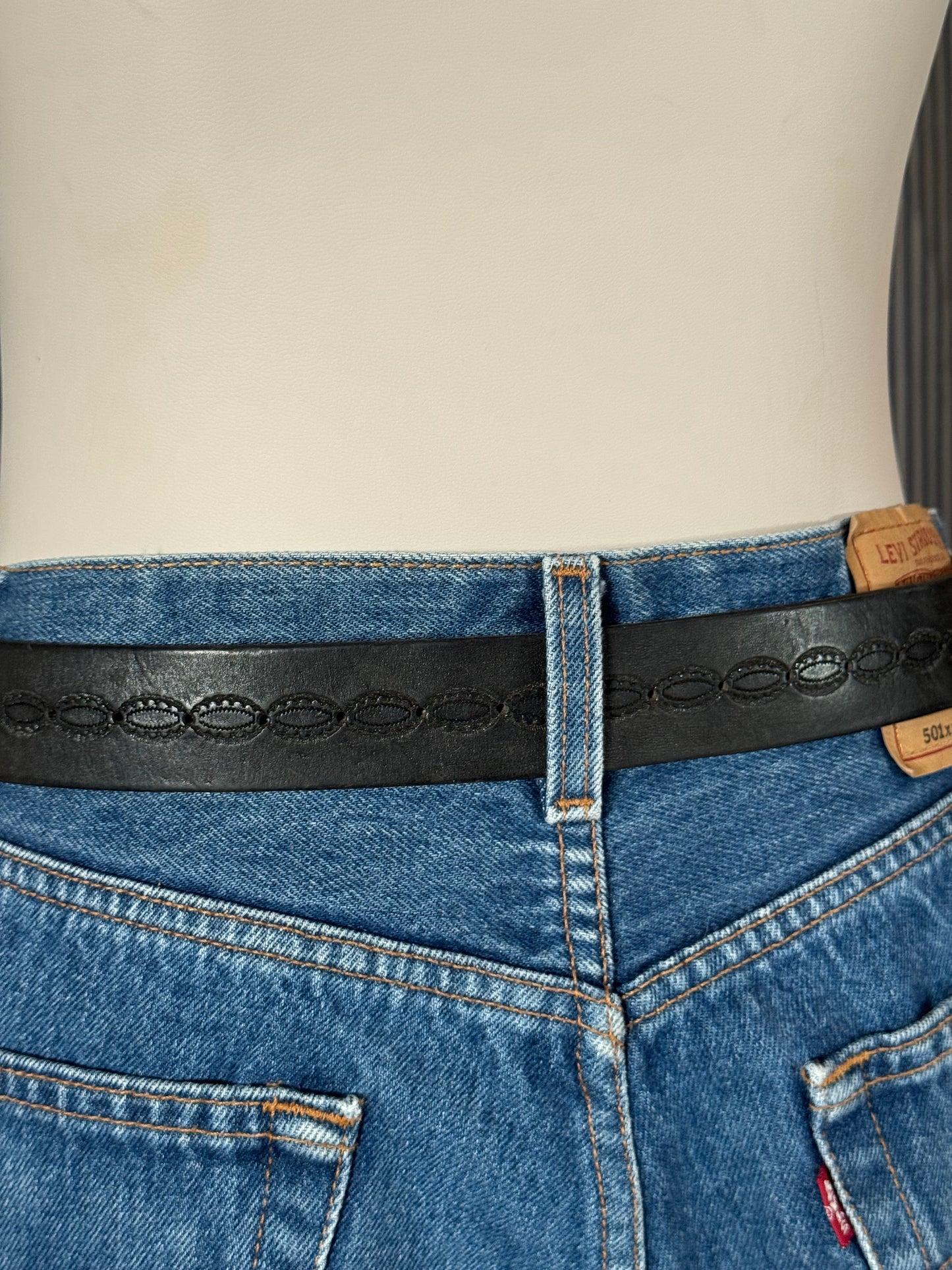 Silver Buckle Black Leather Belt