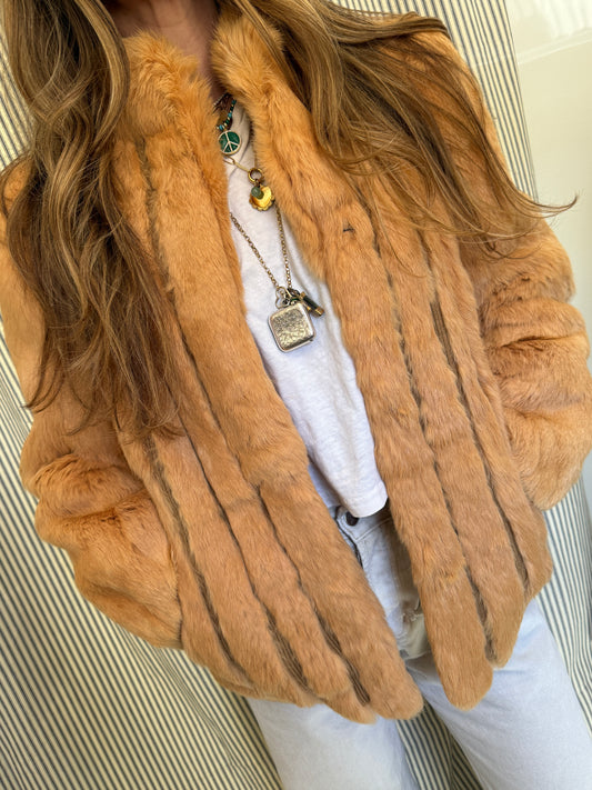 Vintage Caramel Rabbit Fur Coat