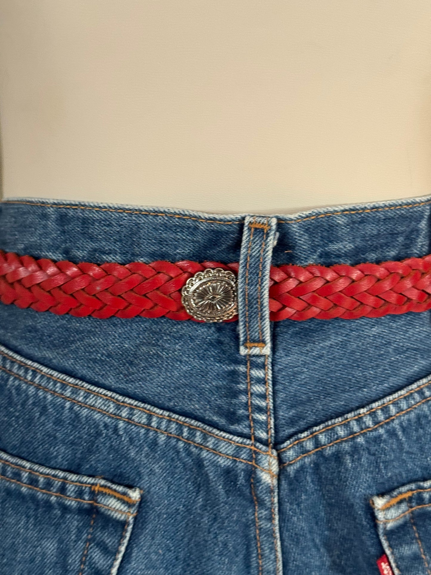 Red Braided Leather Belt