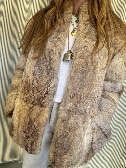 Vintage Mid- Length Rabbit Fur Coat