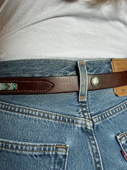 Brown with Turquoise Beaded Belt