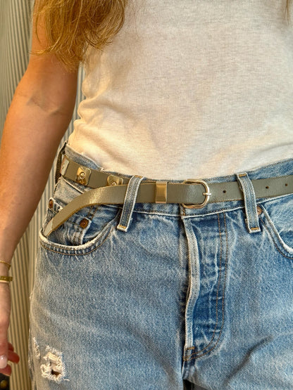 Gray Leather Belt