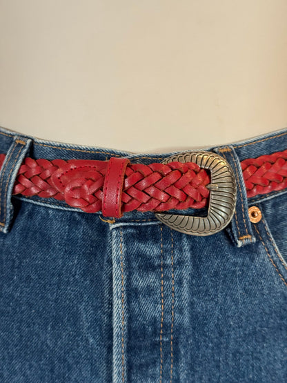 Red Braided Leather Belt