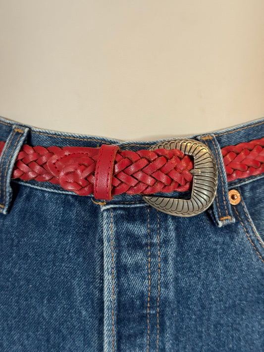 Red Braided Leather Belt