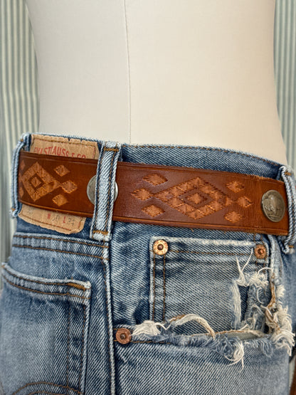 Brown Leather Belt with Silver