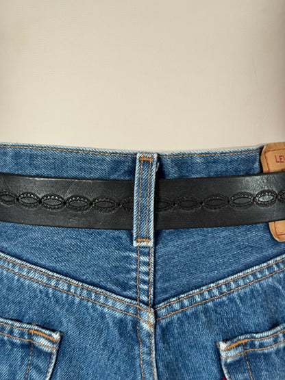 Silver Buckle Black Leather Belt