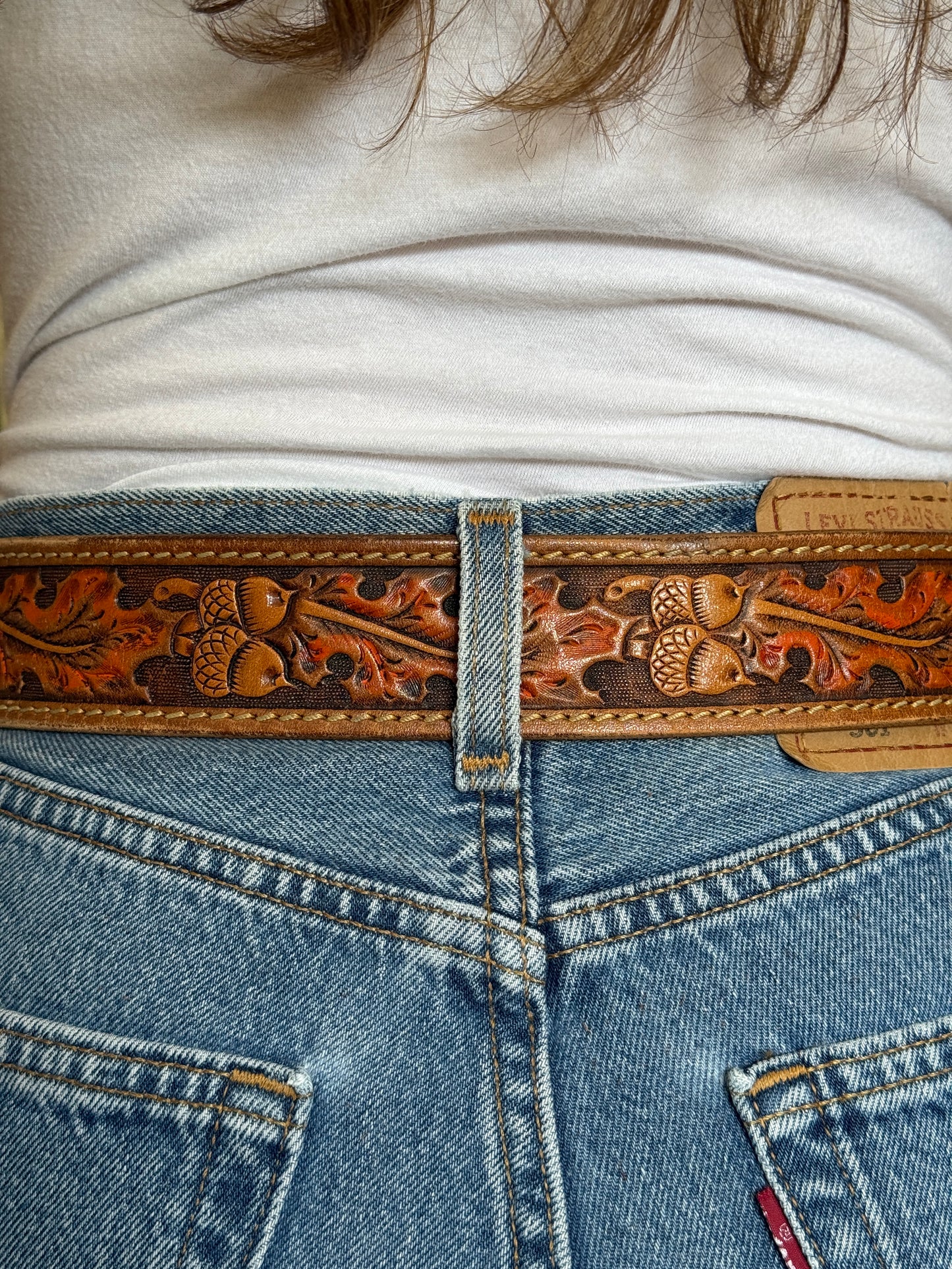 Horse Buckle Brown Leather Belt