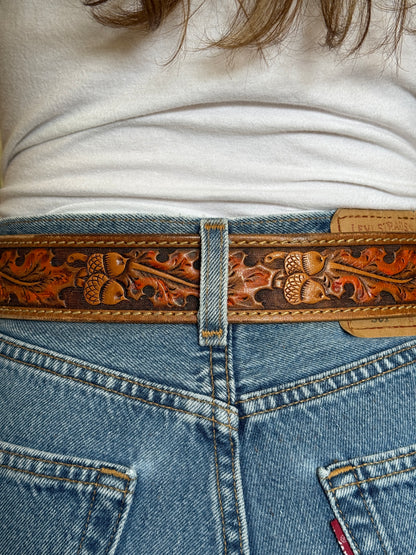Horse Buckle Brown Leather Belt