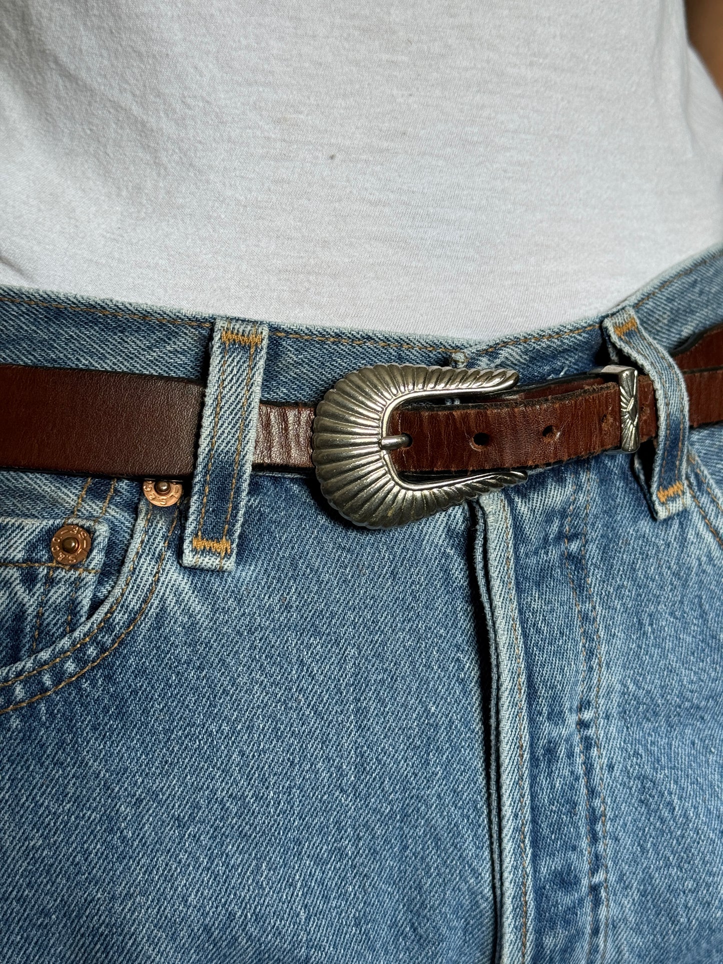 Brown with Turquoise Beaded Belt