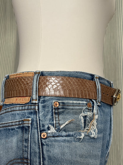 Snakeskin Belt with Silver + Gold Buckle