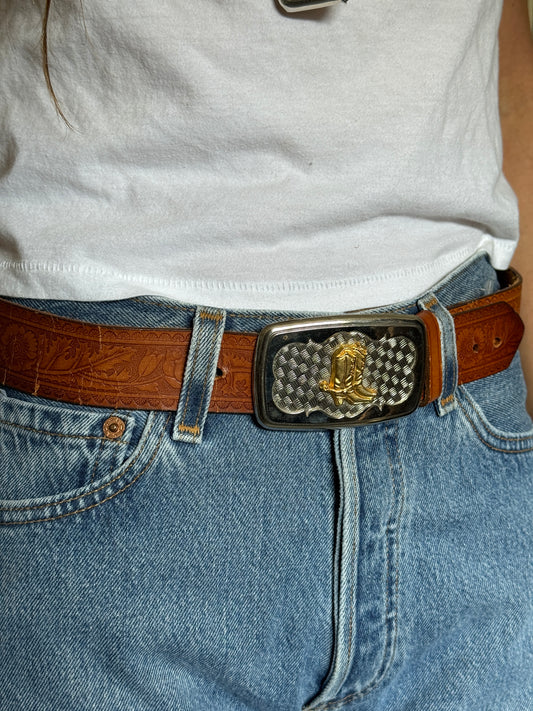 Brown Belt with Silver/Gold Buckle