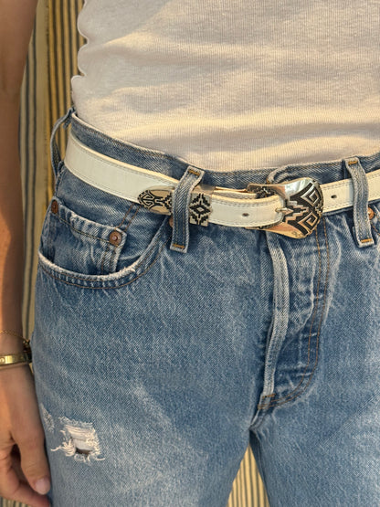 White Belt with Silver Buckle