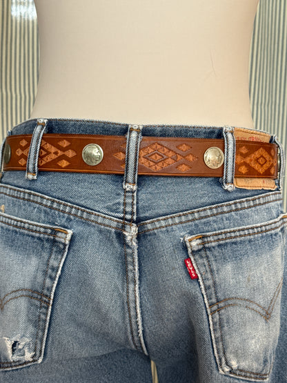 Brown Leather Belt with Silver