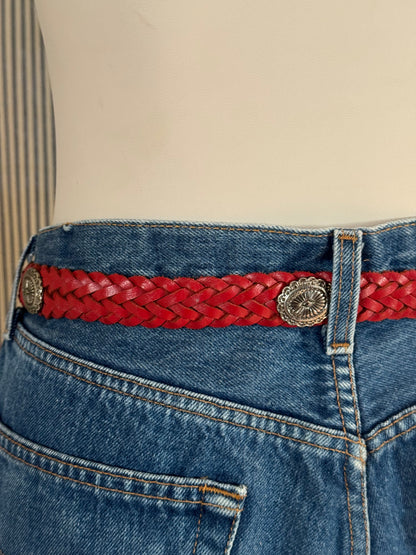 Red Braided Leather Belt