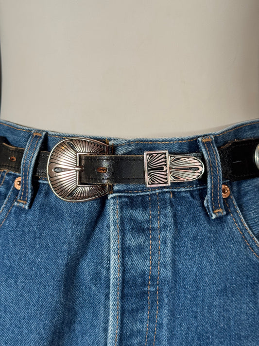 Black Top Grain Leather Belt