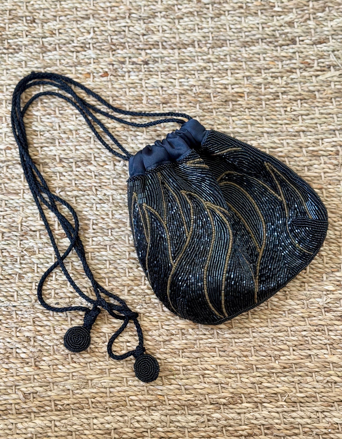 Black Beaded Bag
